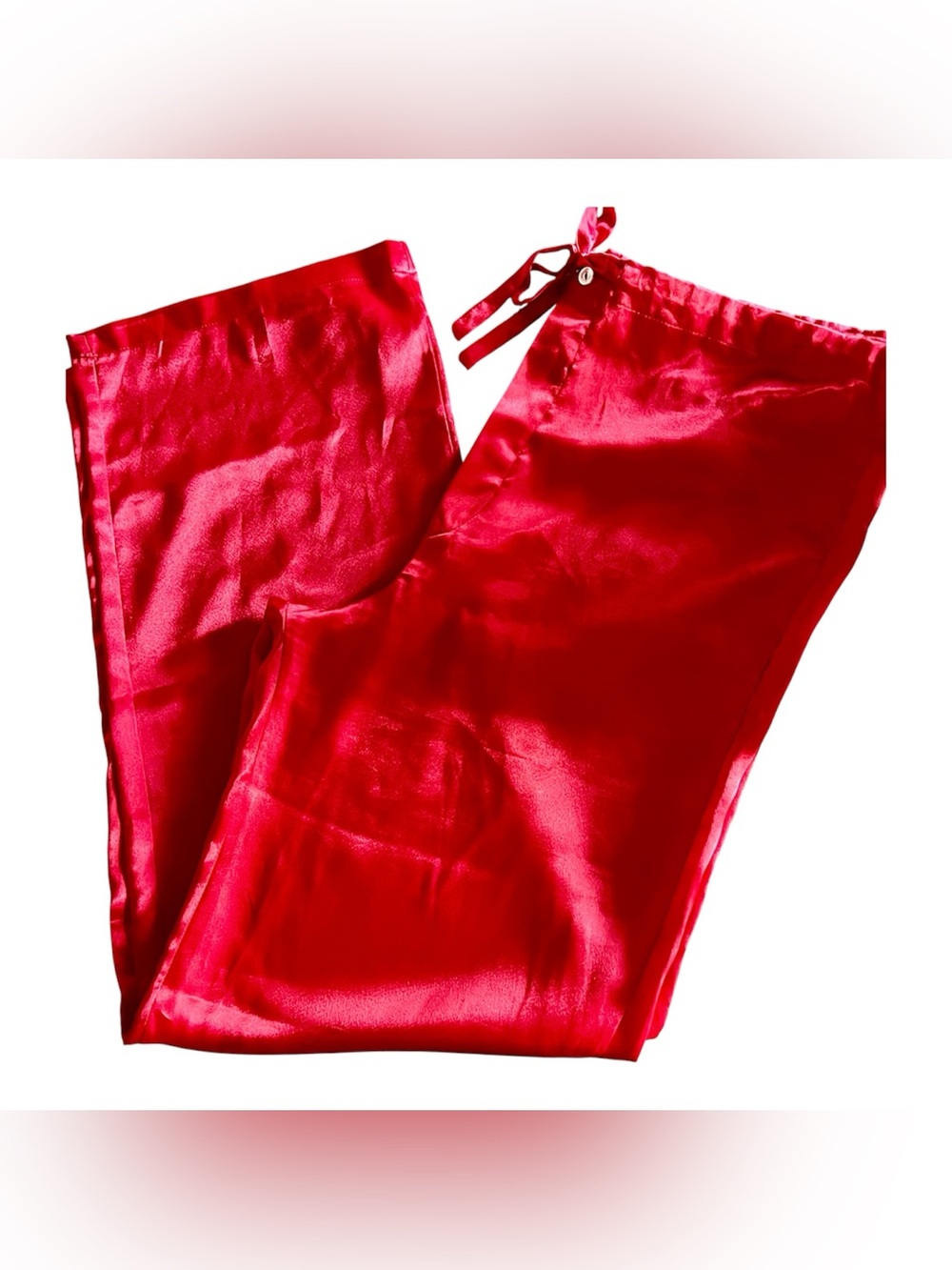 Vintage Men’s Drawstring Lounge Pants Red Satin Private Moments (Frederick’s) Lg